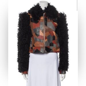 NWOT Michael Kors Collection Patchwork Goat Leather Fur Jacket size 10